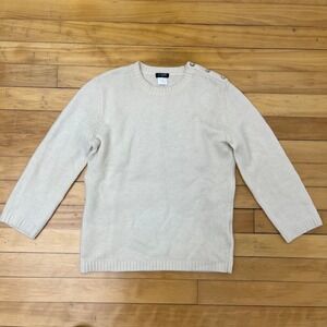 J.Crew Lambswool Angora Blend Sweater Cream Shoulder Button Womens Medium
